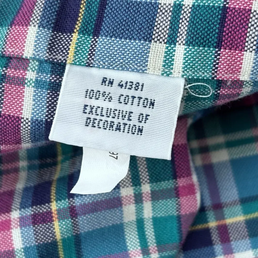 Polo Ralph Lauren Oxford Plaid Button Down Shirt XXL Blue Aqua Pink Brown Pony